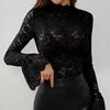 European and American Cross-Border 2026 New Style Sexy Paisley Lace Slim Fit Flared Sleeve Top for Women