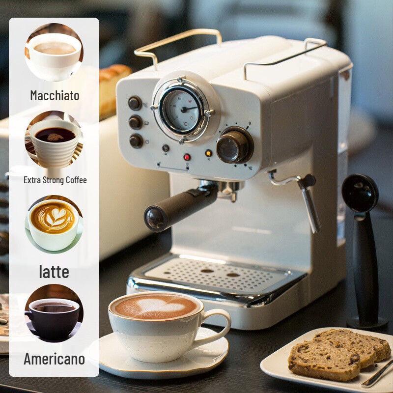 Retro Italian Semi-Automatic Espresso Machine for Milk Frothing and Extraction - Home Mini Size