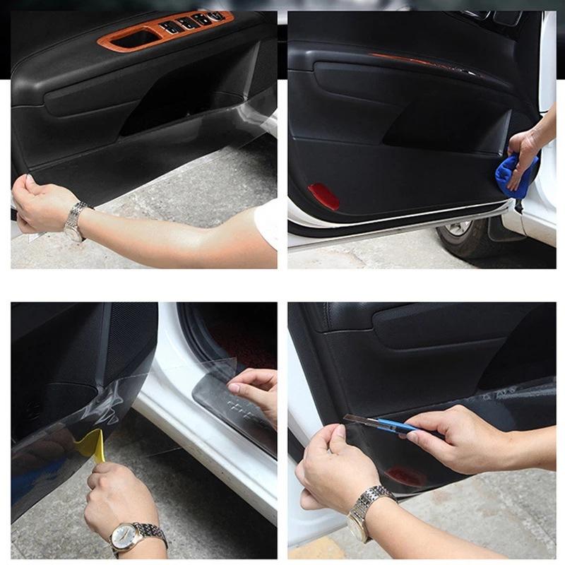 Car Transparent Protective Film-7.87in * 39.37in-door Bowl-door Sill-interior-car Paint-anti-dirty PVC Material