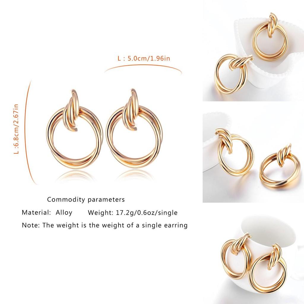Sleek Gold Alloy Earrings For Women Simple Yet Trendy Perfect Birthday Gift