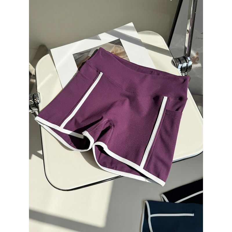 

Training Fitness Clothing Set, Contrasting Color, Nude-Feel Elastic Running and Aerobics Vest, Sports Yoga Suspenders for Women, Summer S Purple (Shorts)
