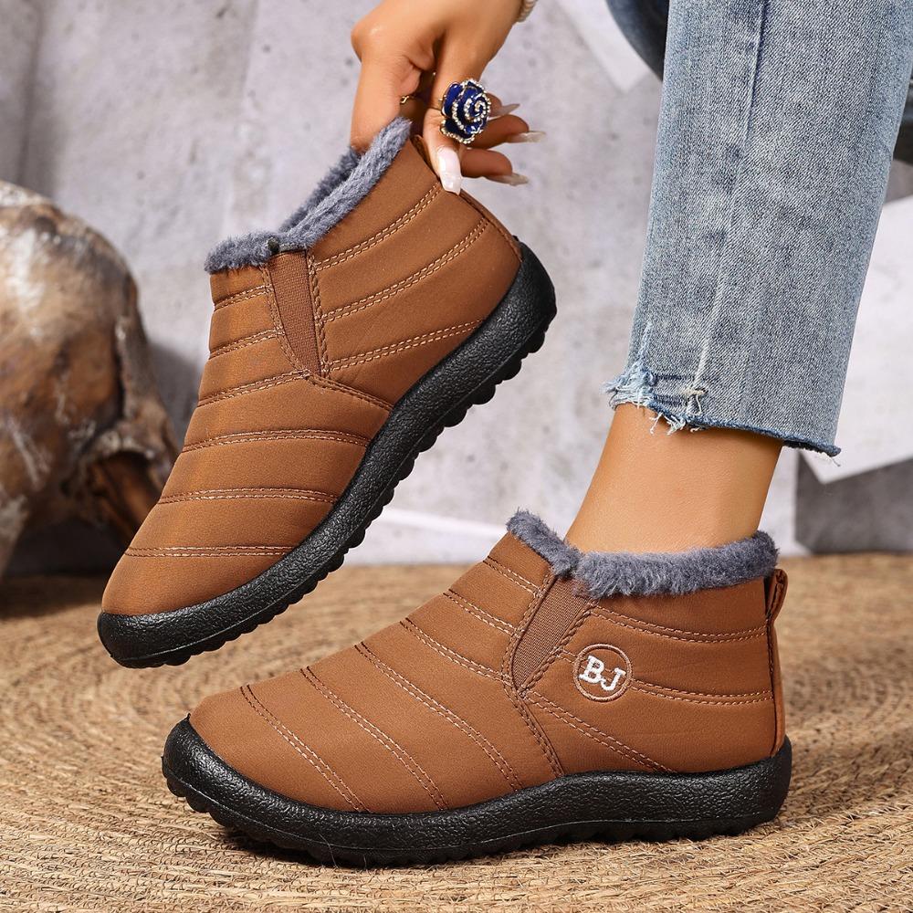 Wasserdichte Damen-Schneestiefel, warme Winter-Plüsch-Kurzstiefel, neue, verdickte, flache, rutschfeste Freizeitschuhe