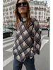 Trendy European & American Women's Plaid High-Neck Shirt - Versatile Summer Casual Fashion