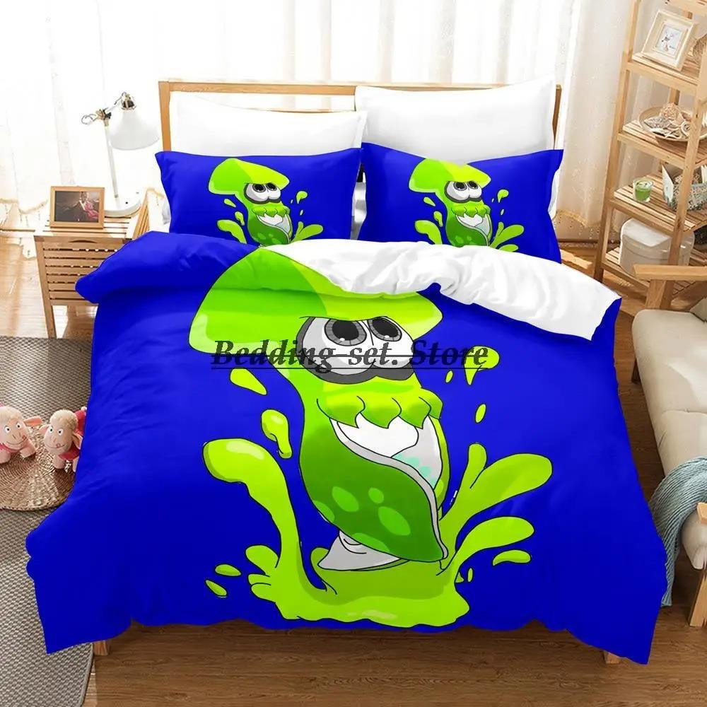 Splatoon 3 Inkling Squid Bedding Set Single Twin Full Queen King Size Bed Set Aldult Kid Bedroom Duvetcover Sets Bed Sheet Set