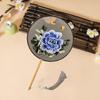 Silk Embroidered Round Fan Wooden Handle Vintage Group Fan Portable Dance Fan  Performance Props