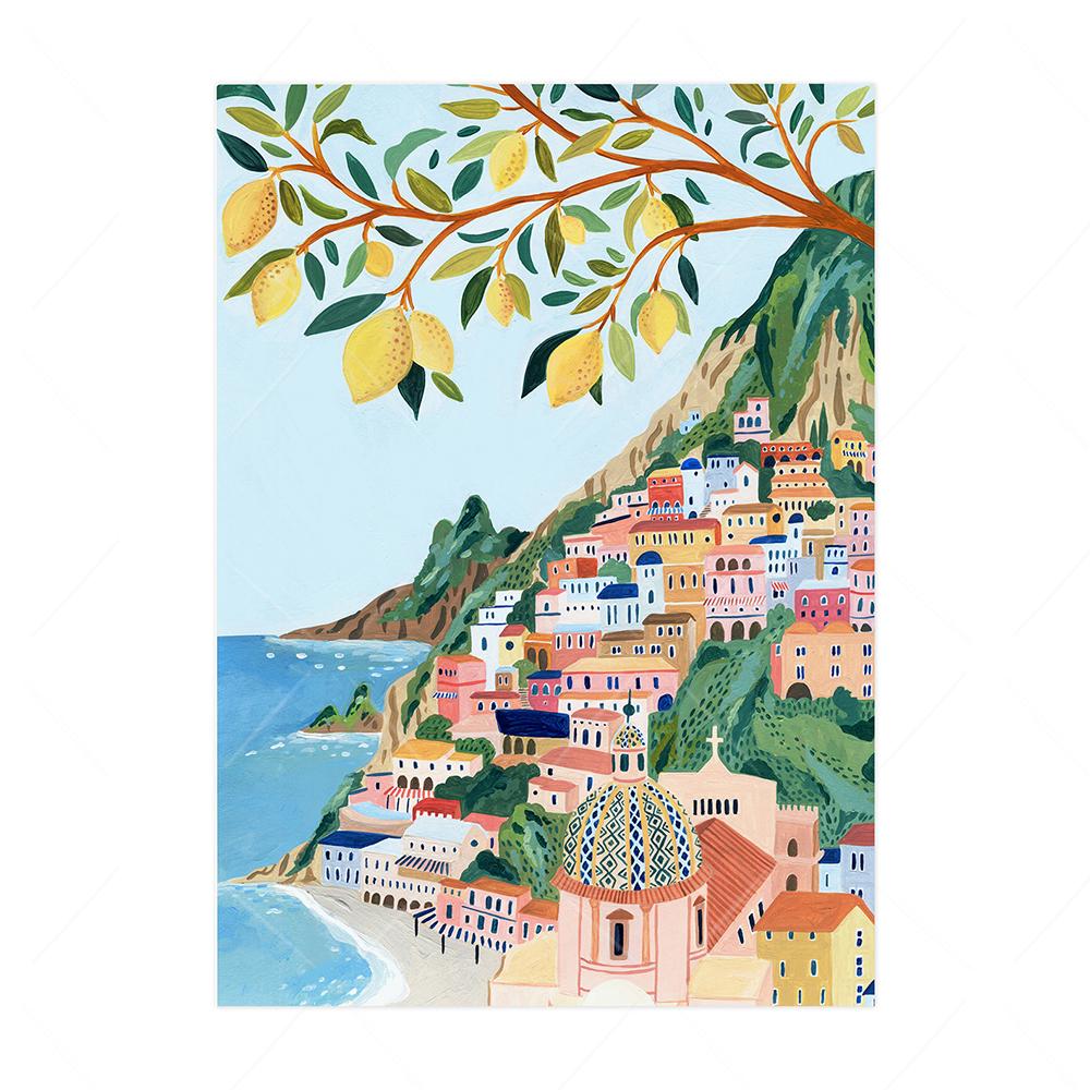 Scandinavian vintage tourist city poster Paris Lisbon Japan landscape art canvas painting gift for housewarming wall panels home decor