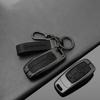 YWP4  Leather Car Smart Remote Key Cover Alloy Protector For Mercedes Benz W205 W206 W204 W213 W177 W223 W247 GLC GLA CLA GLB GLS X253