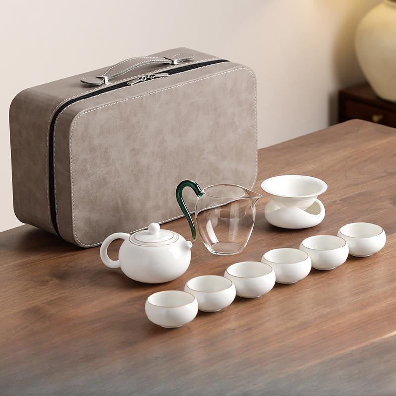 Travel Tea Set Portable Outdoor Carrying Bag Ceramic Complete Camping Kung Fu Tea Set
