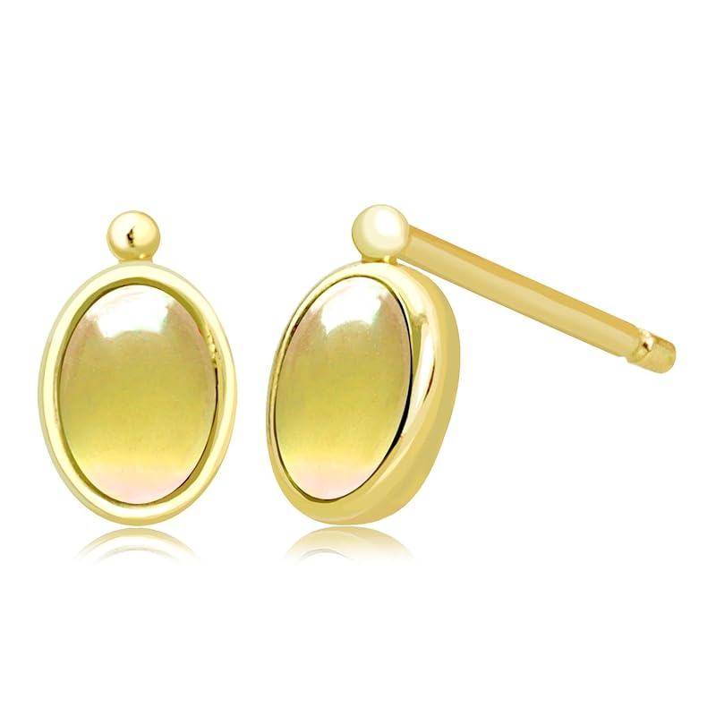 

[Sears] earrings ladies K10 natural stone stud earrings cabochon 10 gold stud gold citrine se105-0027-yg-st