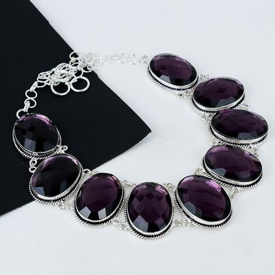Collana Elettroformata in Argento Sterling 925 Fatto a Mano con Pietra Preziosa Ametista Naturale, Ametista Argento Per Moglie Collana Unisex Regali di Pasqua