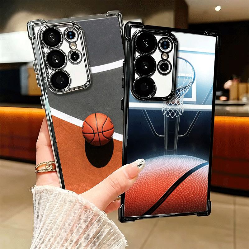 Basketball Basket Sports Plating Phone Case For Samsung Galaxy S24 S25 FE S26 Edge S23 Ultra S22 S21 Plus S20 Anti-Fall Airabag