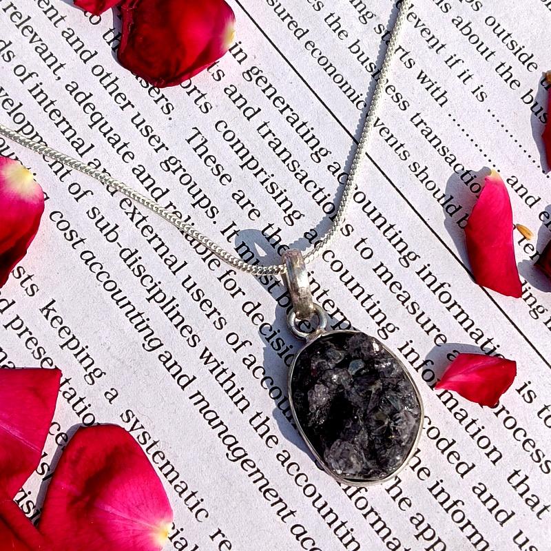 

Designer Titanium Druzy Gemstone 925 Sterling Silver Plated Pendant чорний