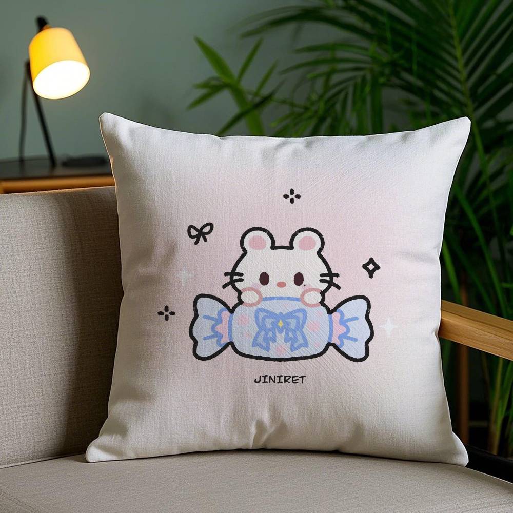 Cute Candy Dressed Up As An Animals Pillow Case Anti-dustmite Pillowcase Invisible zipper silky short plush Sofa cushion cover