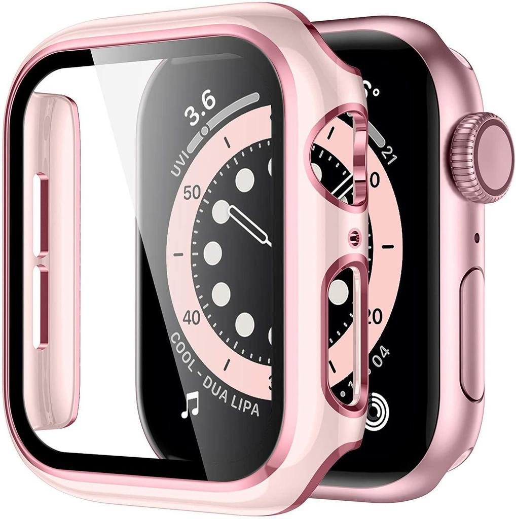Coque de protection bicolore pour Apple Watch iWatch7 avec film en verre trempé