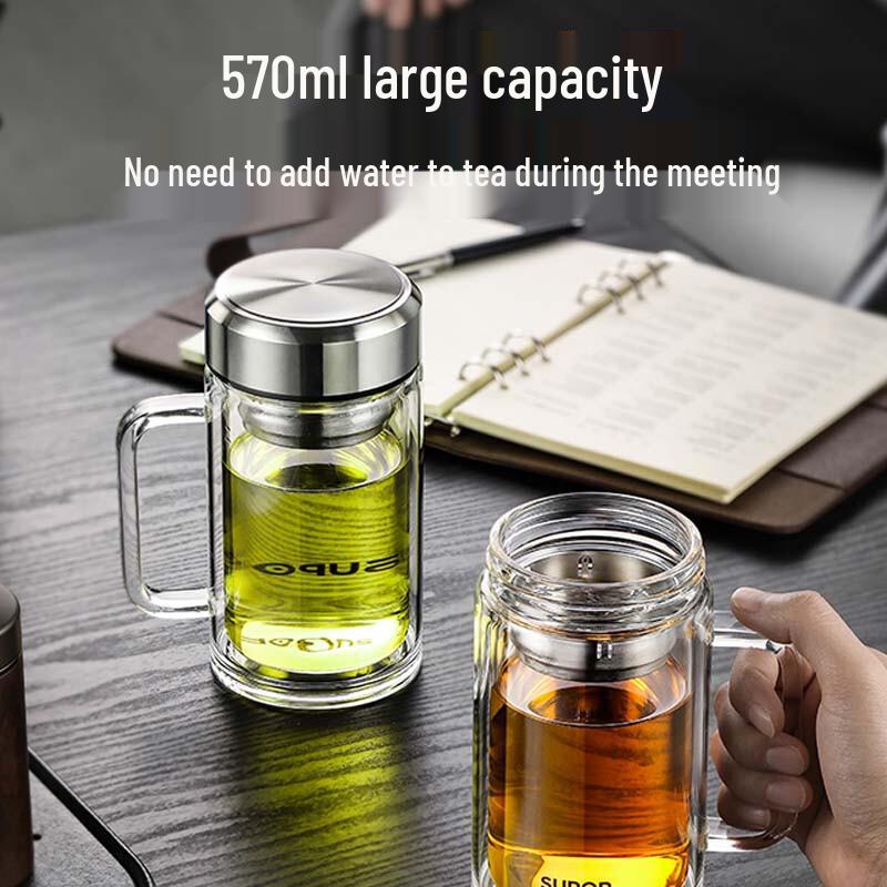 SUPOR Double-Wall Borosilicate Glass Filter Tea Cup