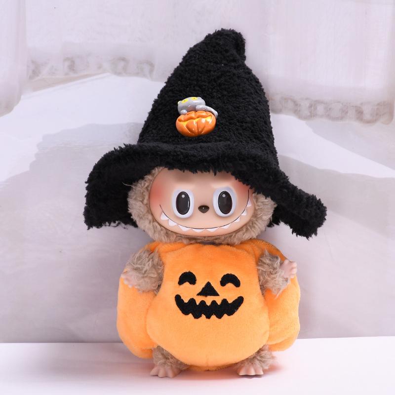 Halloween Pumpkin Suit for Labubu Dolls Cartoon Mini Plush Doll Clothes Plush Animal Clothes DIY Accessories Gifts