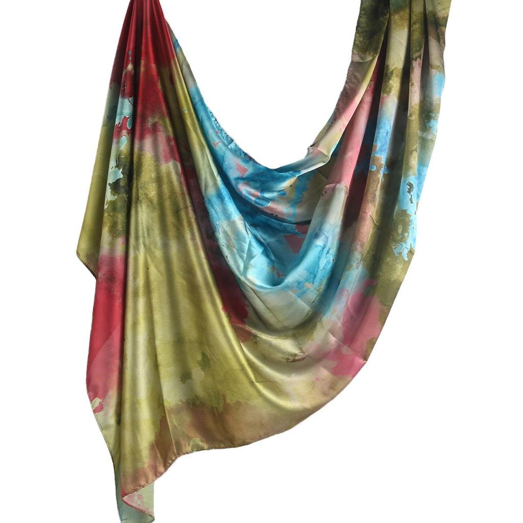 Silk Printed Marble Ethnic Headscarf and Shawl