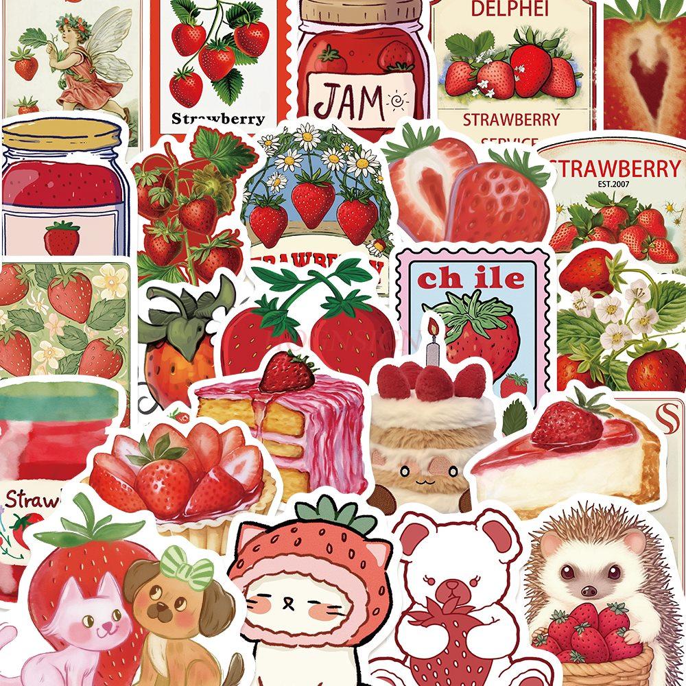 1set Strawberry sticker cartoon cute mobile phone case water cup decoration waterproof sticker