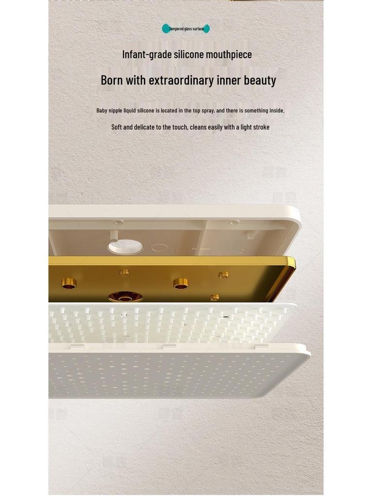 Pressurized All-Copper Shower Head with Gray Digital Display and Storage Set