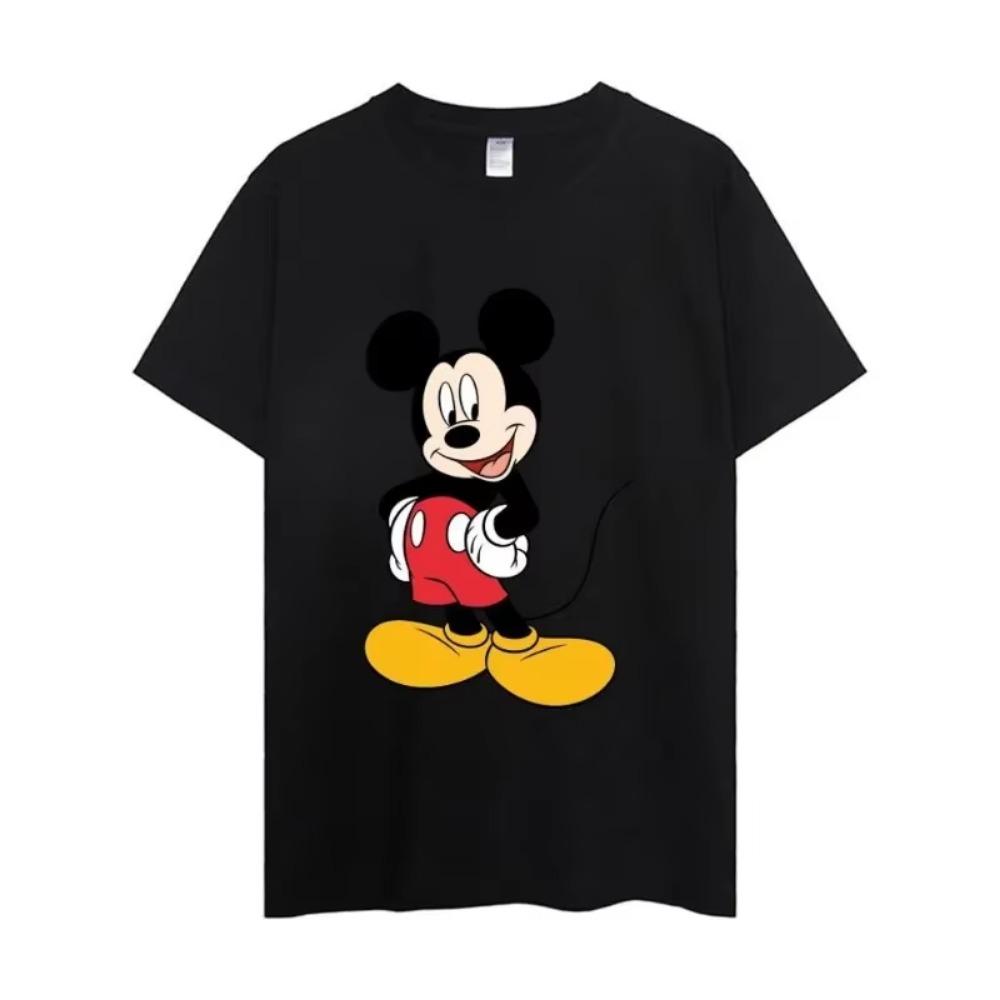 MINISO Mickey Mouse T Shirt Women Couple Combination Clothes Short Sleeve Collar Fashion Man Cotton