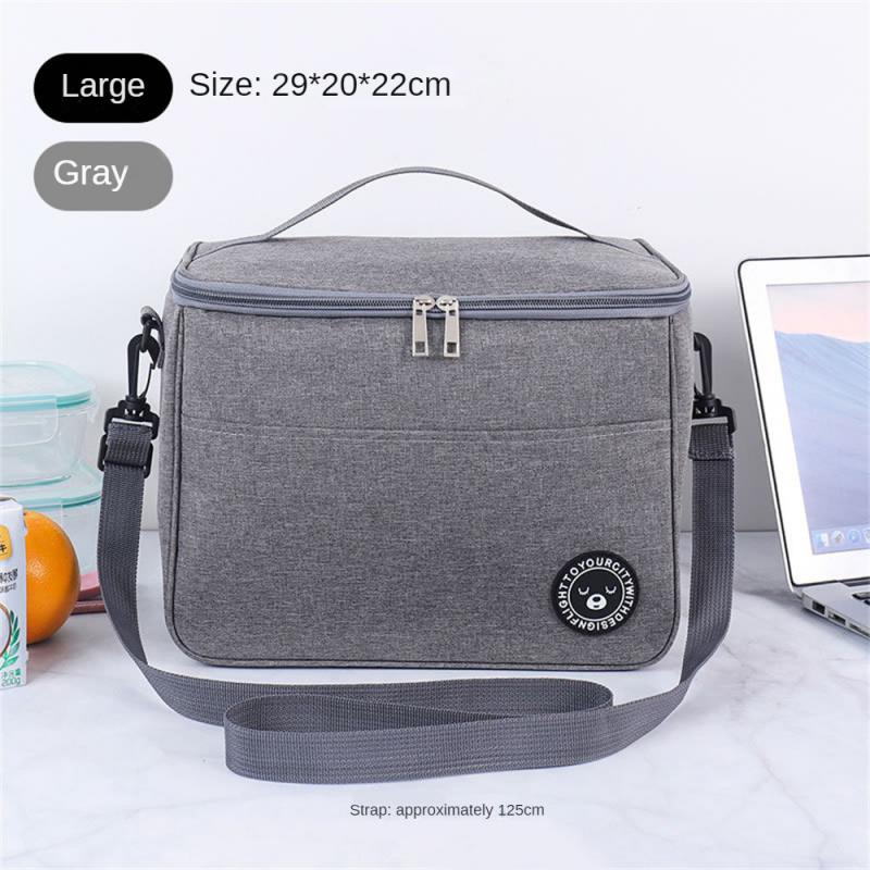 S/M/L New Portable Lunch Bag Food Thermal Box Waterproof Office Cooler Lunchbox With Shoulder Strap Insulated Case