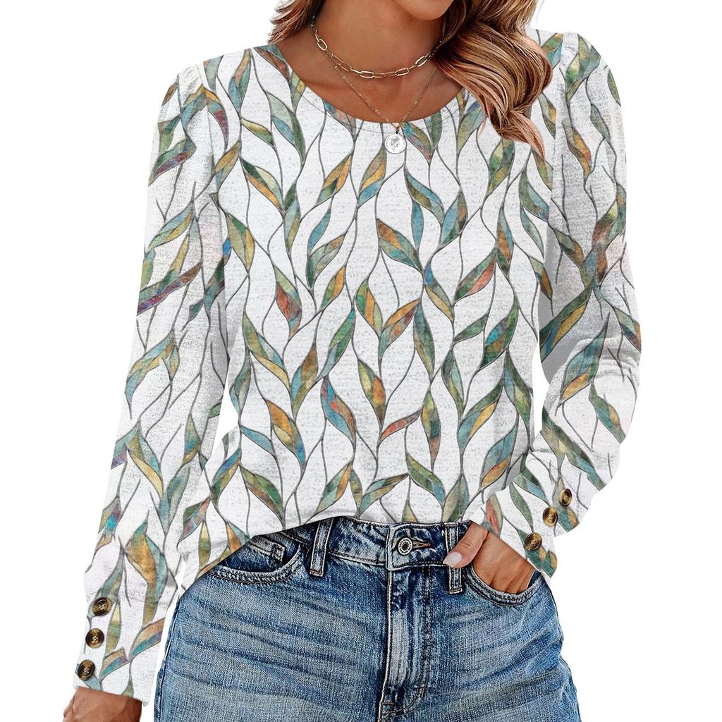 Women's Retro Printed Fashionable Long-sleeved Top