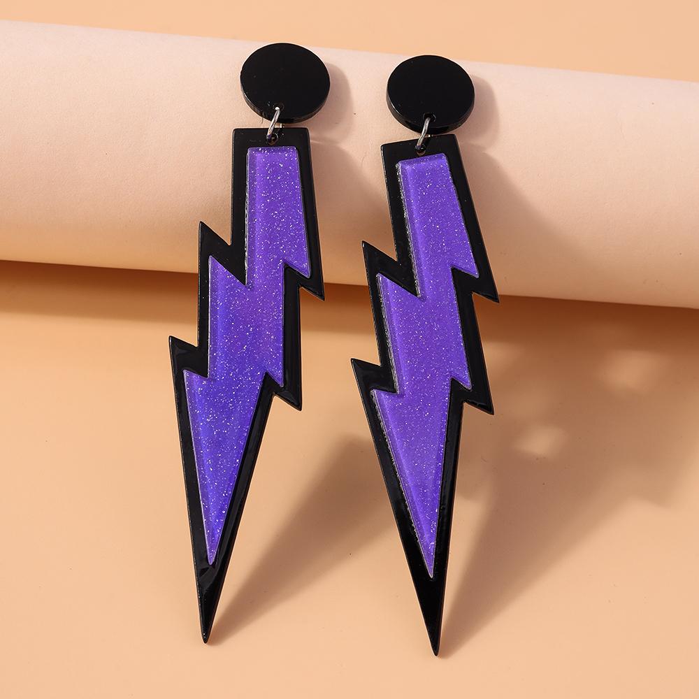 Fashion Candy Color Acrylic Lightning Drop Earrings for Women Girls Dangle Earrings Party Festival Jewelry Gift
