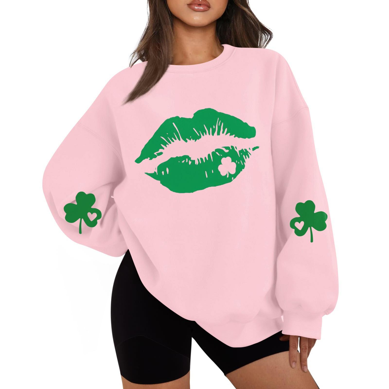 

Женская повседневная модная толстовка с длинным рукавом и круглым вырезом L розовый