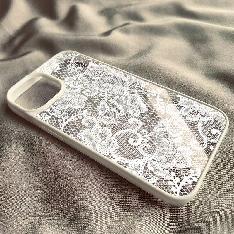 Fortschrittliche Sexy Weiße Spitze Handyhülle Für IPhone 17 Air 16 15 14 13 12 11 Pro Max Plus Kreative Schutzhülle Mode Funda