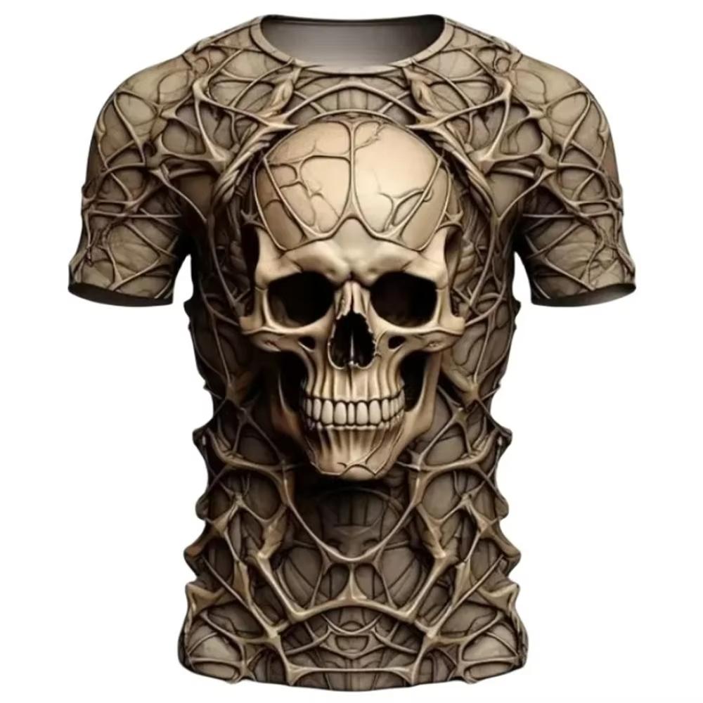 Pánské tričko s krátkým rukávem retro letní horor nemrtvý pavouk lebka potisk nadrozměrné tričko volné oblečení