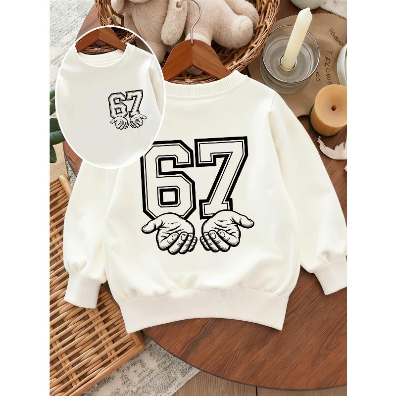 Kids Sweatshirt Round Neck Long Sleeve Sweatshirt for Kids, Loose Fit, Soft and Light Beige-Friendly, for Spring and Autumn Street Outings