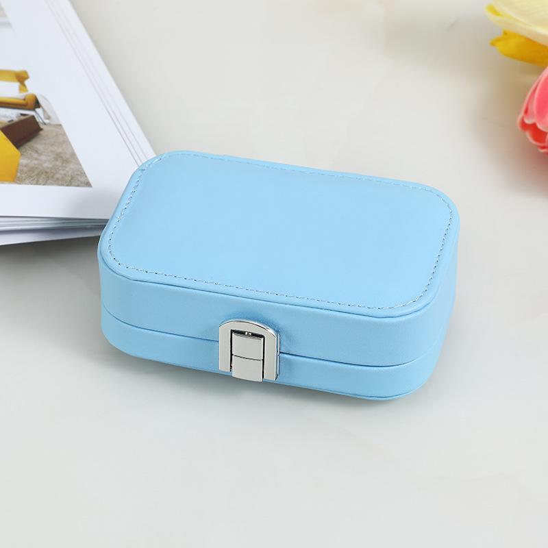 Pastel Double-layer Jewelry Storage Box for Earrings, Rings, and Necklaces - Portable PU Case