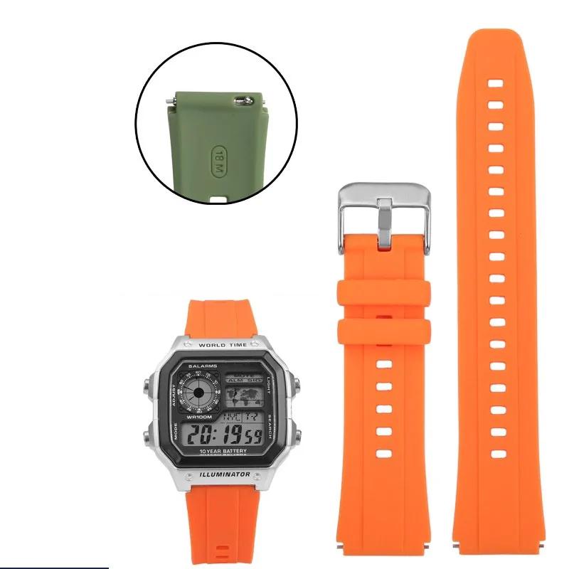 Silikonowe Paski do Zegarka Casio G-SHOCK 3299 AE1200 AE-1200 AE1300 SGW400 SGW-300 A158W A159W Sportowy Wodoodporny Pasek 18mm