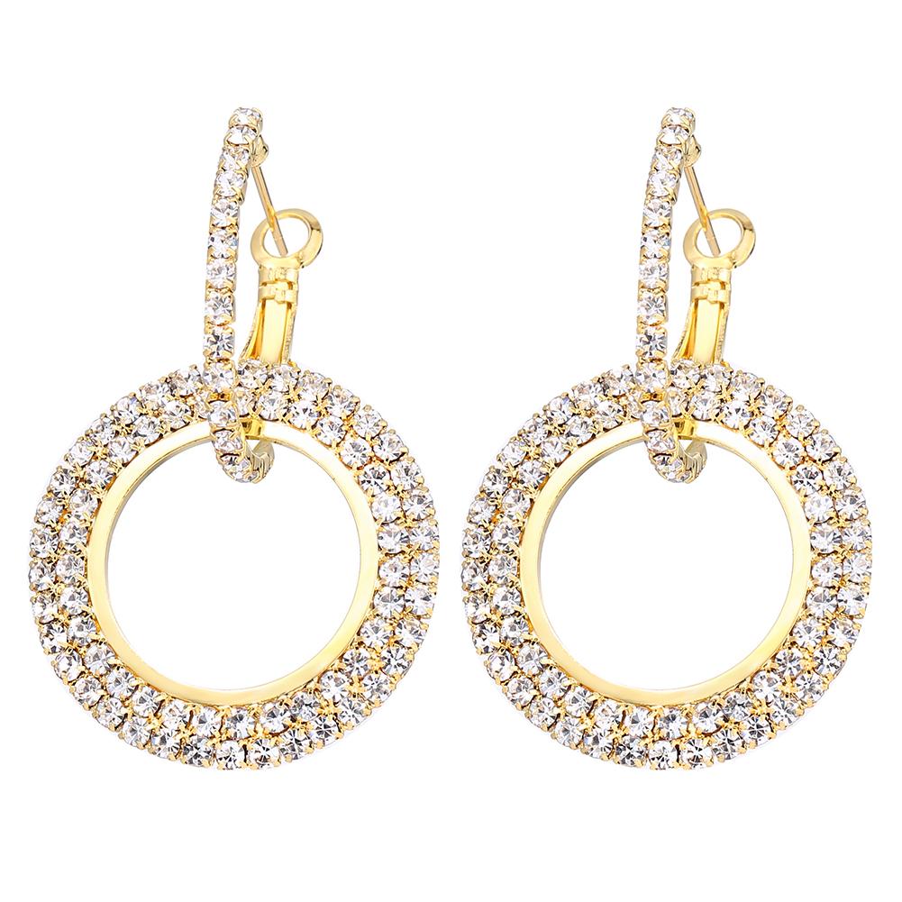 Women Luxury Fashion Glitter Circle Round Earrings Ear Stud for Party Weeding