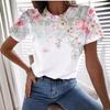 Women's T-shirt Flower Bird Print Short Sleeve Casual Daily Basic Daily Crew Neck Regular Flower Painting 3D Printing