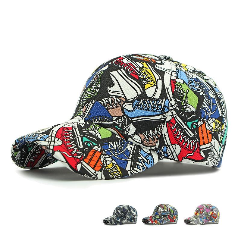 Spring Summer Graffiti Hat Women's Outdoor Sunscreen Cap Printed Baseball Cap for Men