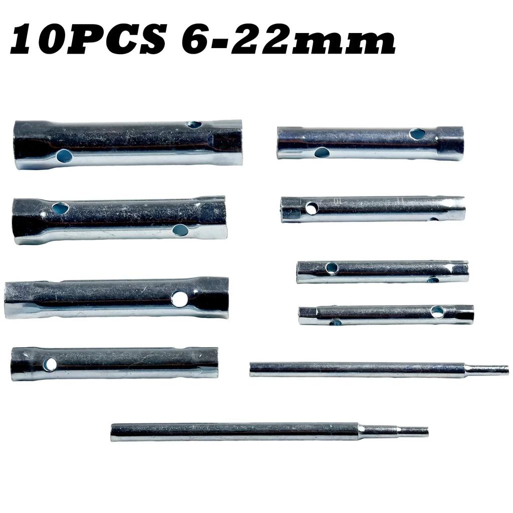 10 Stück 6-22mm Metrisch Rohrschlüssel-Satz Rohrstange Hohl Steckschlüssel Automobil Sanitär Reparatur Schraubenschlüssel Handwerkzeuge
