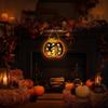 Halloween Wooden Glowing Hanging Sign with Battery Operated Lights for Window Decoration and Display