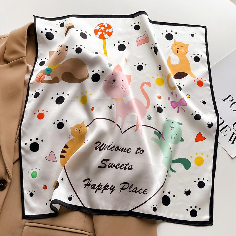 

Real Silk Square Scarves Women Bandana High Quality Floral Printed Foulard Hair Tie Soft Neckerchief