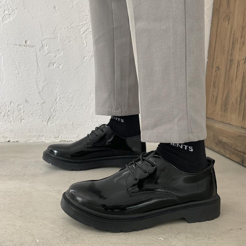 

Деловые повседневные кожаные туфли мужские молодежные туфли-оксфорды из яркой кожи свадебные туфли на платформе маленькие кожаные туфли универсальные лоферы Handma 35