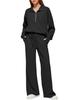 Women's Two-Piece Set: Zipper Sweatshirt & Wide-Leg Sweatpants Casual Outfit