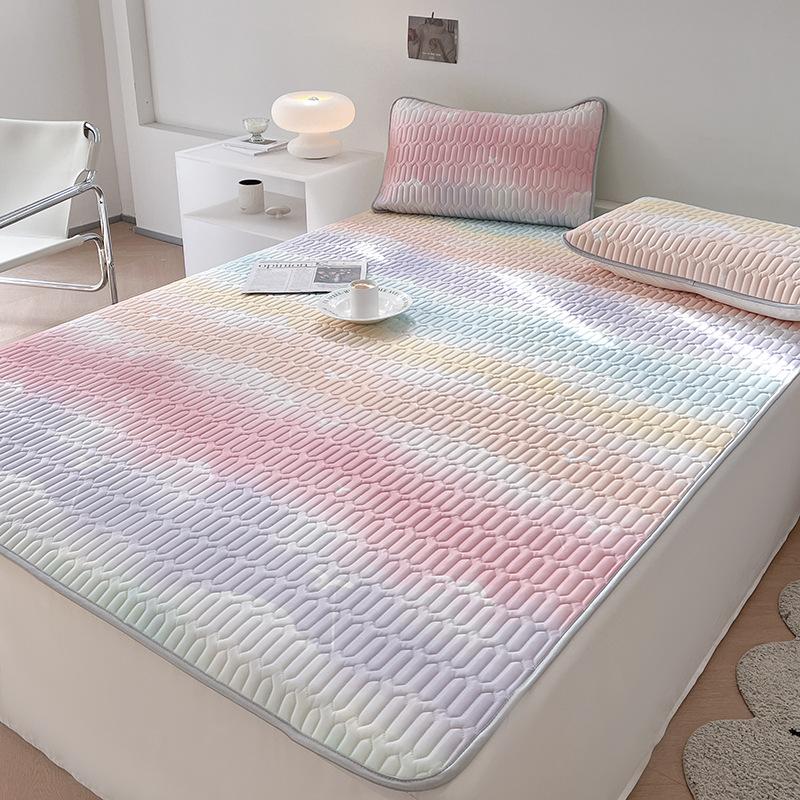 Thai Latex Summer Mat Three-piece Set Printed Summer Ice Silk Summer Mat Washable Folding Cool Feeling Mat