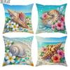 4pcs Coastal Beach Seashell Throw Pillow Covers Home Farmhouse Outdoor Decoration Cushion Cover