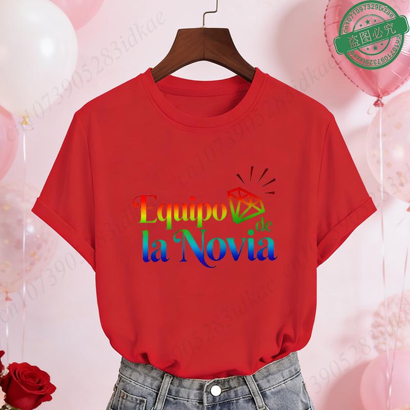 Spanish Girls Bridal Shower T-Shirts Team Bride Tribe Blouses Short Sleeve Tees for Bachelorette Hen Party Wedding Celebration