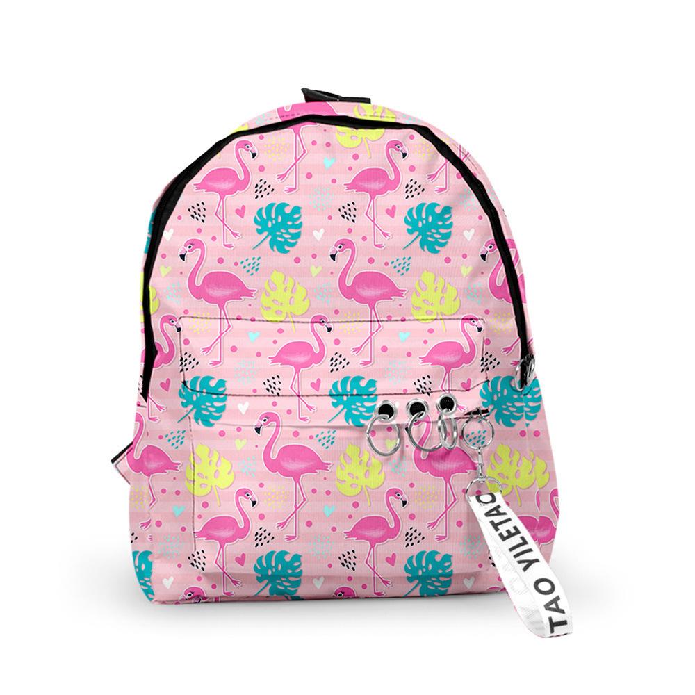 Classic Novelty Cool Flamingo Backpacks Boys/Girls pupil School Bags 3D Print Keychains Oxford Waterproof Cute Small Backpacks