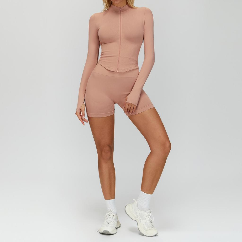 Damen Racerback Geripptes Yoga-Set: Nahtlose Taillenformende & Hüfthebende Fitnessbekleidung