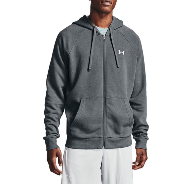 Under Armour Casual Sport Logo Hooded Long Sleeve Jacket Men Tops Gray 1357106-012
