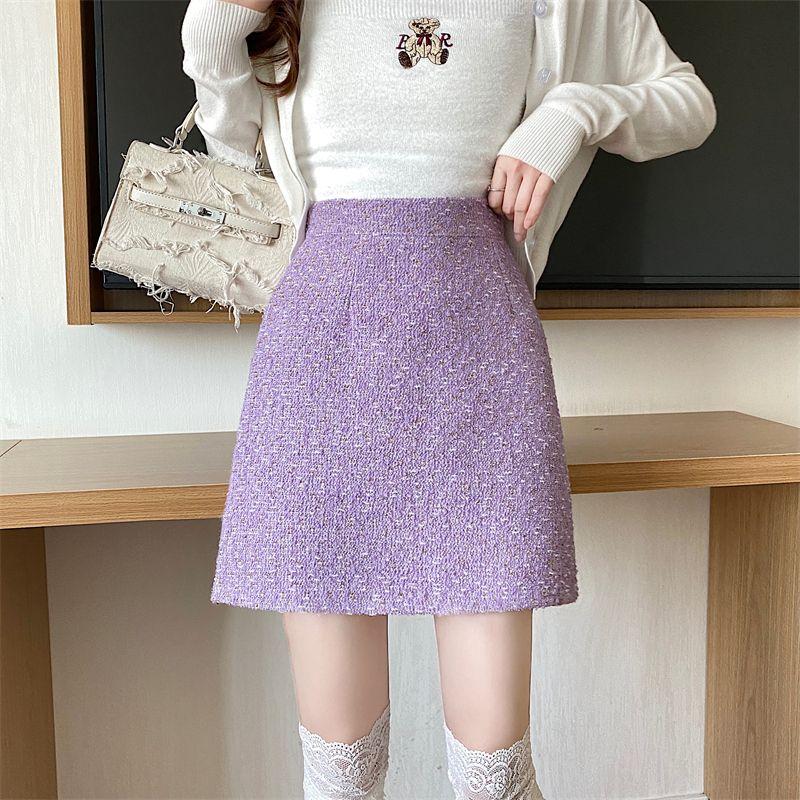 Skirt for Women Autumn and Winter New A-line Skirt with Small Fragrant French Design Hip-hugging Skirt White Short Skirt Trendy