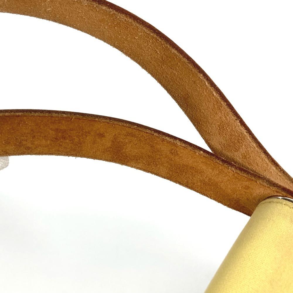 HERMES Bicolor Kabak Elan PM Shoulder Bag Tote Bag Leather/Canvas Beige/yellow