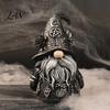 Halloween Themed Gnome Decor Gothic Resin Figurine, Dark Faceless Wizard Doll for Unique Outdoor Witchy Desk Shelf, Spooky Home Ornament, Trick